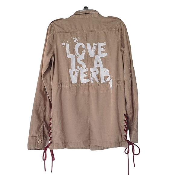 Peace Love World Jackets & Coats 5 Peace Love World Tan Tencel Linen Love Is A Verb Jacket